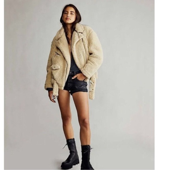 Free people so cozy slouchy teddy sherpa jacket coat - Picture 6 of 6